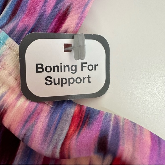 Time and Tru Womens Pink, Purple, Blue Abstract Bandeau Tube Style Bikini Top 2X - Picture 7 of 11